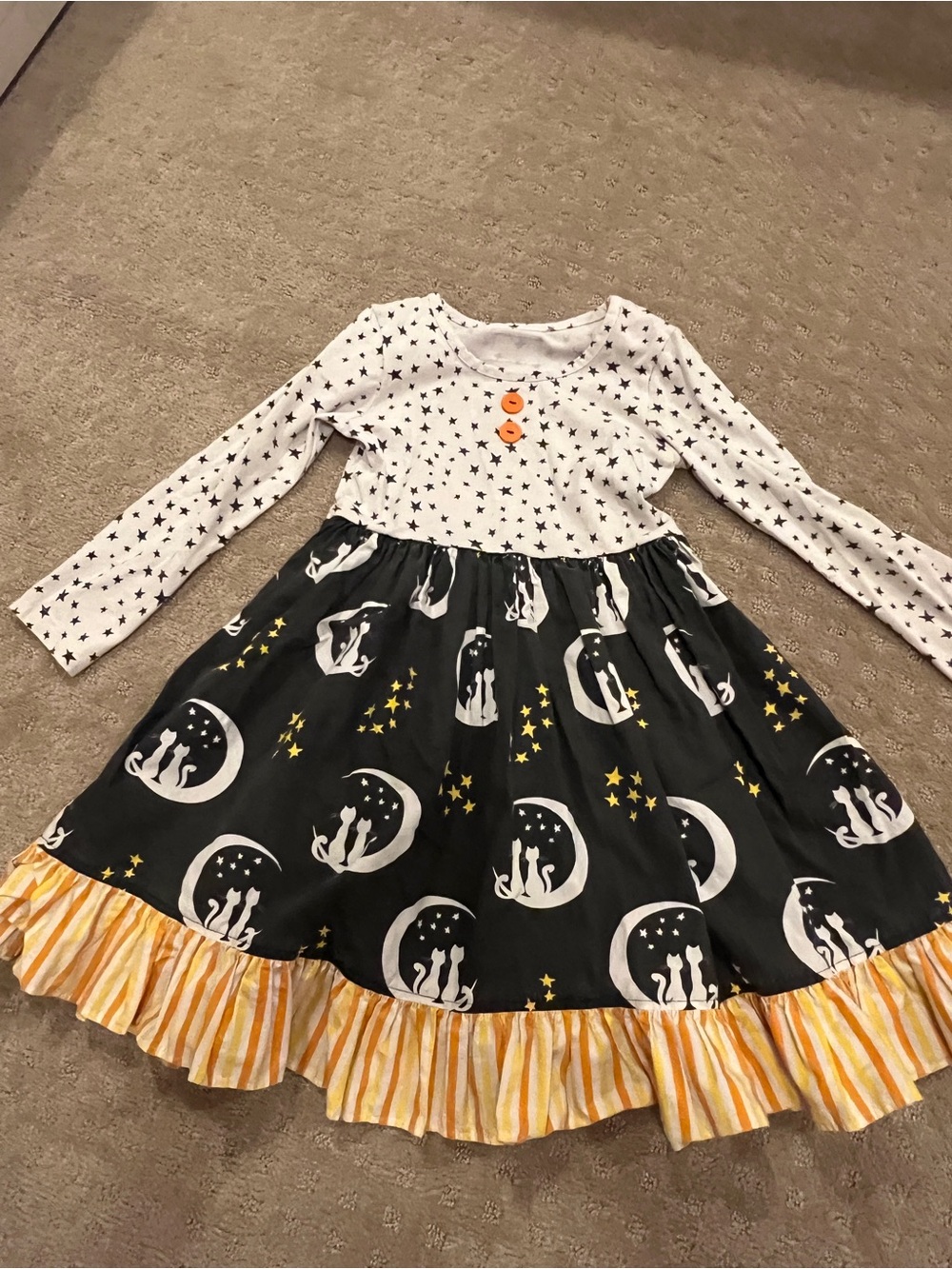 Eleanor Rose Black Moon & Stars Long-Sleeve Halloween Rhonda Dress.
